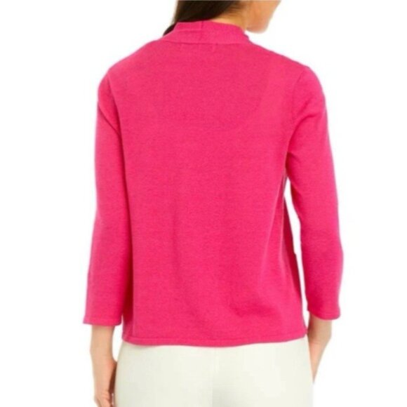 Kasper Cardigan Jacket L Large Pink Lightweight Ruffled - Picture 3 of 15